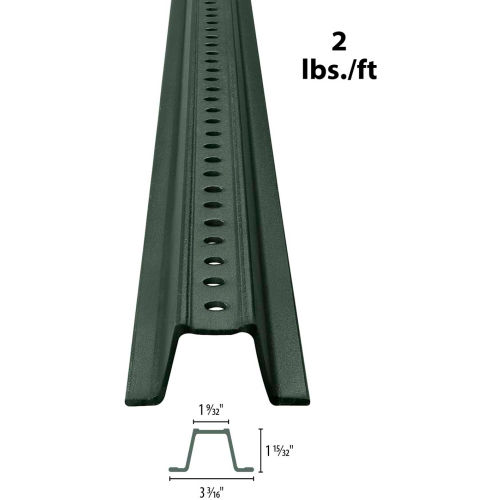 05400006 UChannel Sign Post, 12'L, 2 lbs./ft., Green