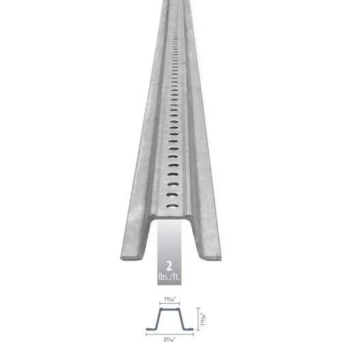 UChannel Sign Post, 10'L, 2 lbs./ft., Galvanized Post with Holes Top