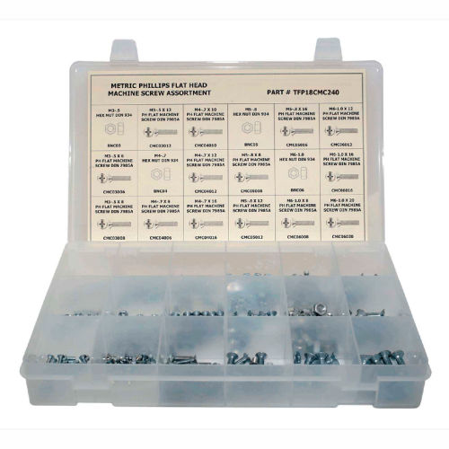 400 Piece Metric Machine Screw Assortment M3 to M6 Phillips Flat