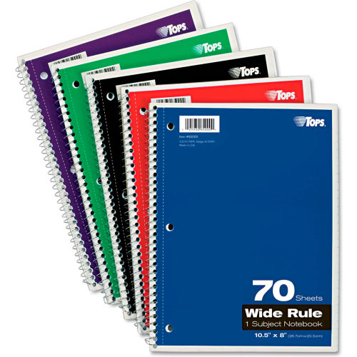TOPS&#174; Wirebound 1-Subject Notebook 65000, Wide, 8&quot; x 10-1/2&quot;, 70 Sheets/Pad, 1 Pad/Pack