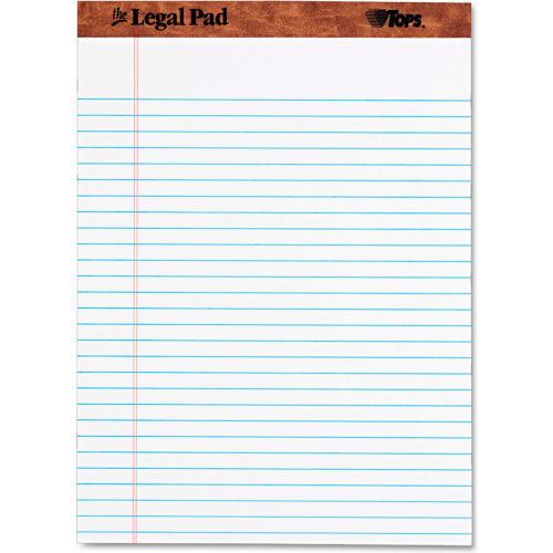 TOPS&#174; The Legal Pad Rule Perforated Pads 75330, 8-1/2&quot; x 11-3/4&quot;, White, 50 Sheets/Pad