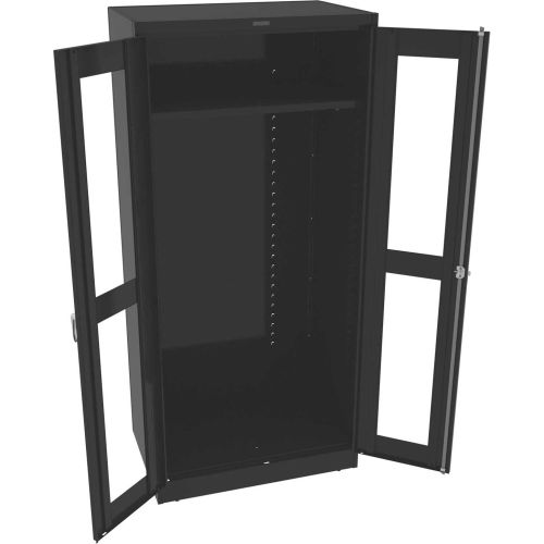 Tennsco C-Thru Deluxe Wardrobe Cabinet CVD2471-BLK - Unassembled 36"W X 24"D X 78"H, Black