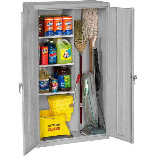 Tennsco Janitorial Cabinet JAN6618DH-MGY - Welded 36&quot;W x 18&quot;D x 64&quot;H Medium Gray