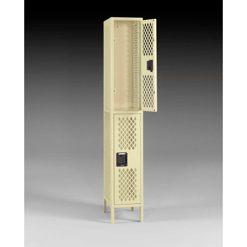 Tennsco® 2-Tier 2 Door Ventilated Locker w/ Legs, 12"W x 18"D x 36"H, Sand, Welded