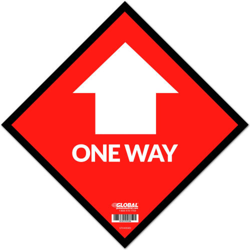 Global Industrial&#8482; Red One Way Adhesive Sign, 12&quot; Square, Vinyl