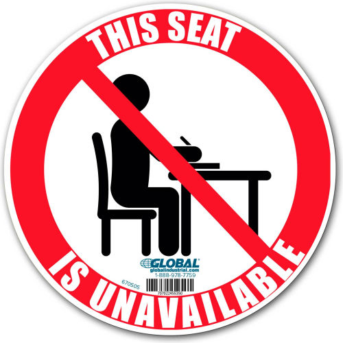 Global Industrial&#8482; 6&quot; Round Seat Unavailable Adhesive Sign