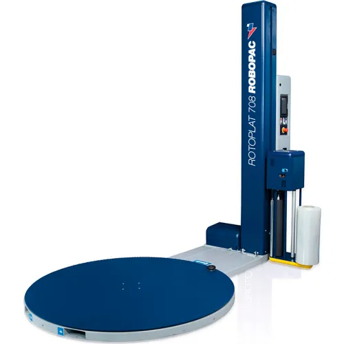 Robopac Rotoplat 708 Semi-Automatic Turntable Stretch Wrapper, 86"H x 65" Dia., 4400 lb. Capacity
