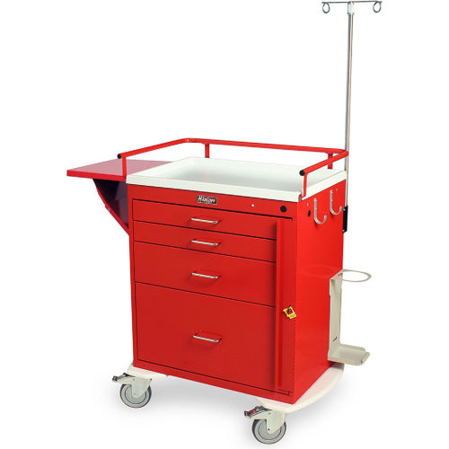 Harloff Classic Short Four Drawer Emergency Crash Cart Specialty Package, Navy - 6301