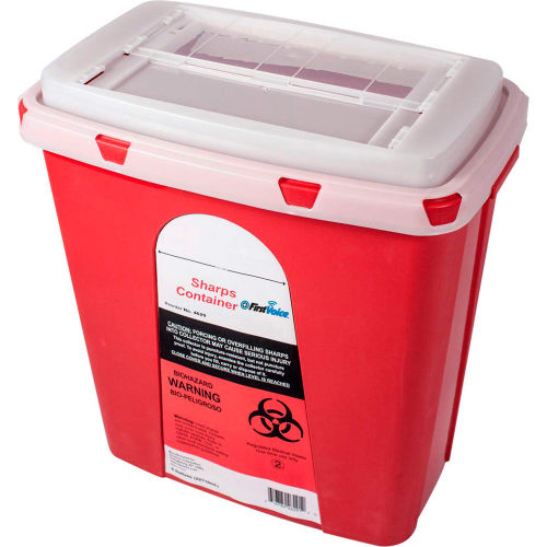 First Voice™ 6 Gallon Sharps Container with OSHA Compliant Blood Borne