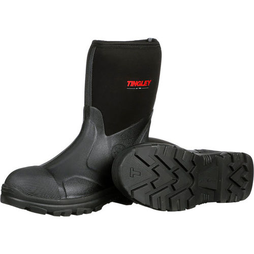 Tingley® Badger Neoprene Boots, Plain Toe, Upper Rubber Sole, Steel Shank, 12"H, Blk, Size 7