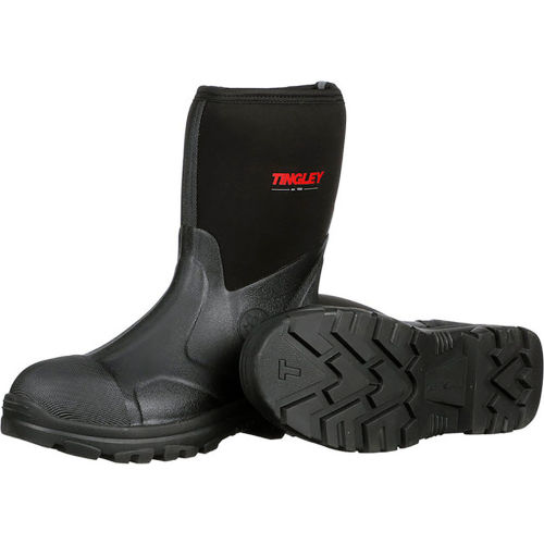 Tingley&#174; Badger Neoprene Boots, Plain Toe, Upper Rubber Sole, Steel Shank, 12"H, Blk, Size 11