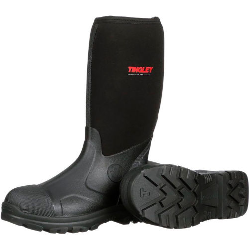 Tingley&#174; Badger Neoprene Boots, Plain Toe, Upper Rubber Sole, Steel Shank, 15"H, Blk, Size 13
