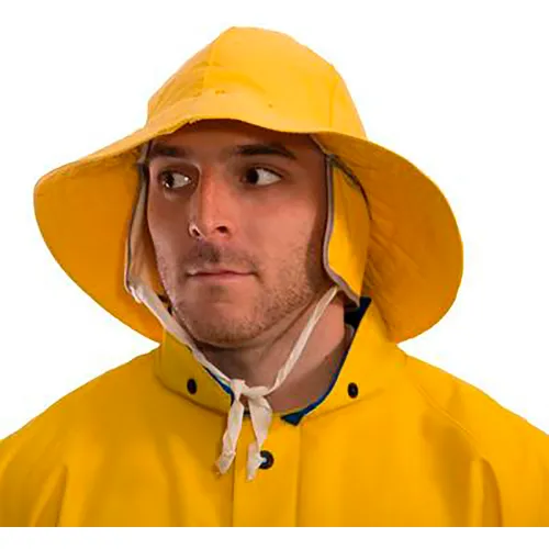 Industrial Work Yellow Lined Rain Hat, Waterproof, .35mm PVC on
