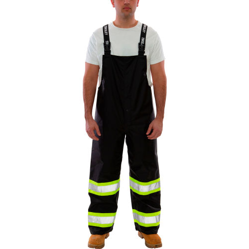 Icon&#153; Waterproof Breathable Overalls with Fluorescent Yellow-Green Tape, Black, XL