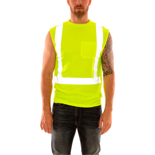 Tingley&#174; Reflective T-Shirt, Long Sleeve, 1 Pocket, Silver Tape, Type R, Class 3, Fl Lime, MD