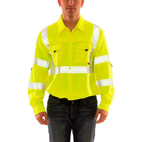 Tingley&#174; Reflective Long Sleeve Shirt, Silver Tape, Type R, Class 3, Fl Lime, XL