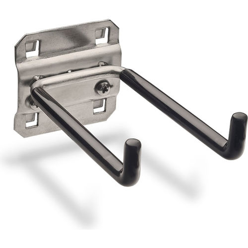 4" Double Rod 90 Degree Bend 1/4" Dia. Vinyl Dipped SS Pegboard Hook for SS LocBoard, 2 Pack