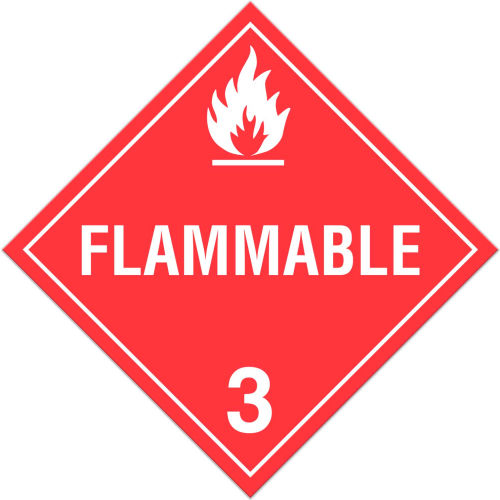INCOM&#174; TA300PS Class 3 Flammable Liquids Adhesive Vinyl Placard - 100/Pkg