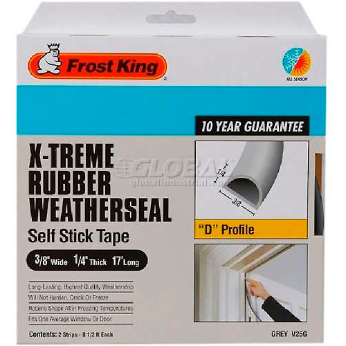 Frost King X-Treme Rubber Weatherstrip Tape, 3/8&quot; W X1/4&quot; D X17' L, Gray - Pkg Qty 12
