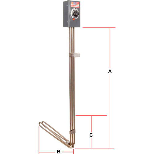 Tempco Immersion Tank Heater TAT30002, 1000W 120V 304 Stainless Steel