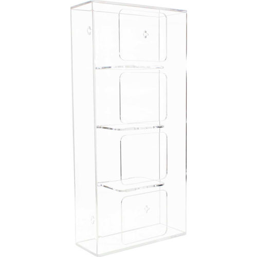 TrippNT™ 50850 Quadruple Side Loading Acrylic Glove Box Holder, 10"W x 4"D x 20"H