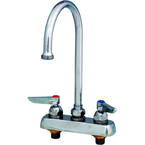 T&S Brass B-1141 Workboard Deck Mounted Faucet W/ 4&quot; Centers & 133X Swing Gooseneck