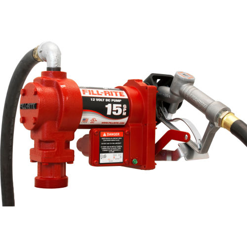 Fill-Rite FR1210H, DC Fuel Transfer Pump w/20&quot; Steel Telescoping Suction Pipe, 15 GPM, 2&quot; Bung Mount