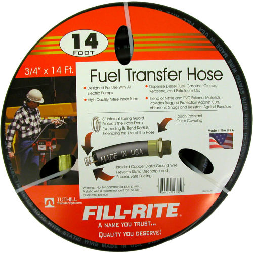 Fill-Rite FRH07514, 3/4&quot; x 14' Retail Hose Designed for Use with All Electric Pumps