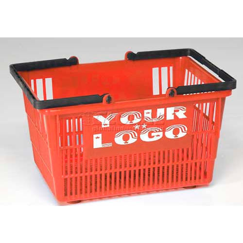 Plastic Tote Shopping Basket, Tall, 16"L x 12"W x 10"H, Dk Blue