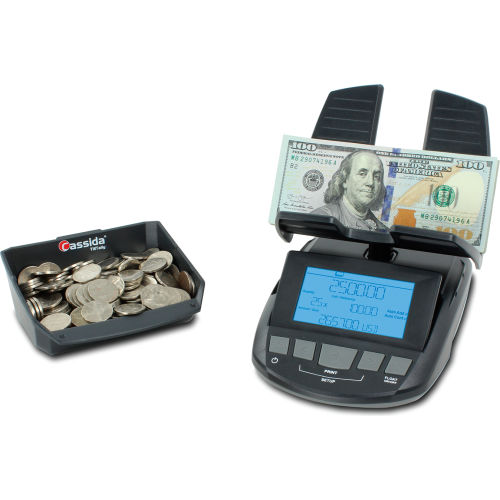 Cassida TillTally Cash & Coin Currency Counting Scale S-TT - LCD Display - 200 Bill Capacity, Gray