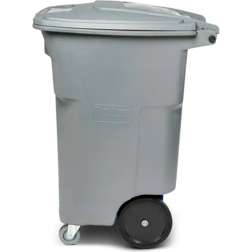 Toter 64 gallon black garbage can with wheels and lid