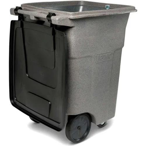 Toter 96-Gallons Black Plastic Wheeled Trash Can with Lid Outdoor in the Trash  Cans department at