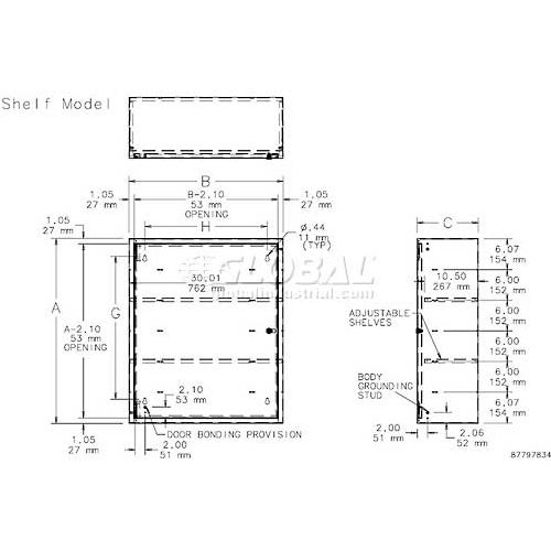 Hoffman A20N16ALP, Medium Type 1 Enclosure, 20.00X16.00X6.62, Steel/Gray