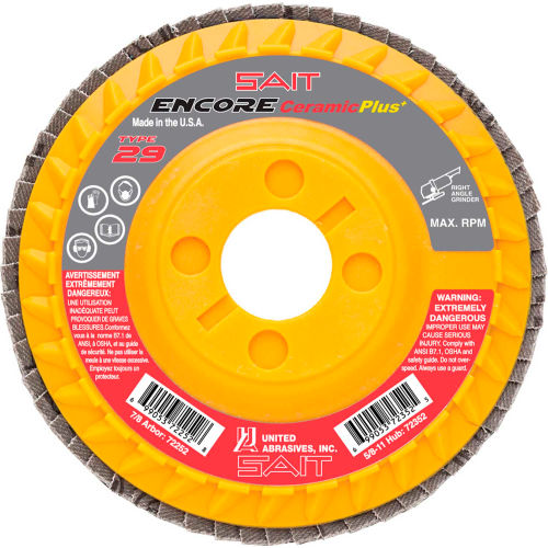 United Abrasives - Sait 72253 Encore Flap Disc Type 29 4-1/2 &quot; x 7/8&quot; 80 Grit Ceramic - Pkg Qty 10