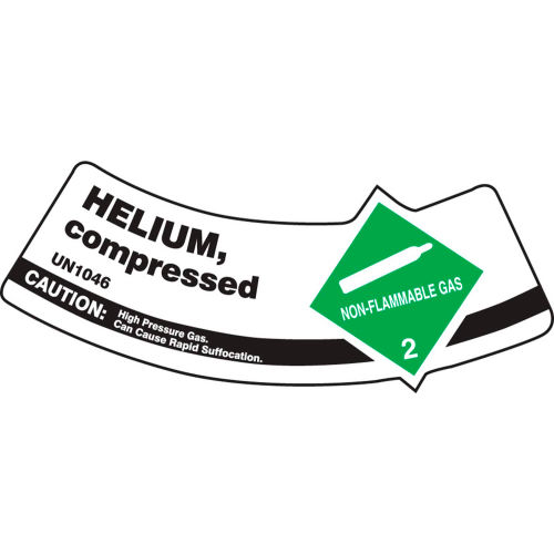 Accuform MCSLHEGXVE Gas Cylinder Shoulder Label, Helium Compressed