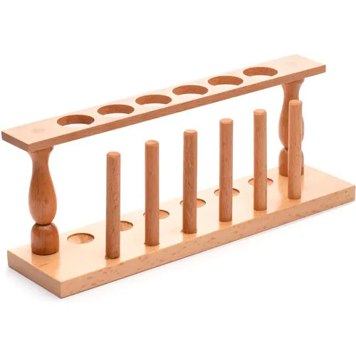 United Scientific™ Wooden Test Tube Rack, 6 Places, Brown