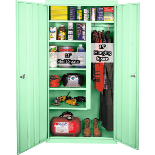 Steel Cabinets USA All-Welded Combination Cabinet, 36"Wx21"Dx72"H, Pastel Green