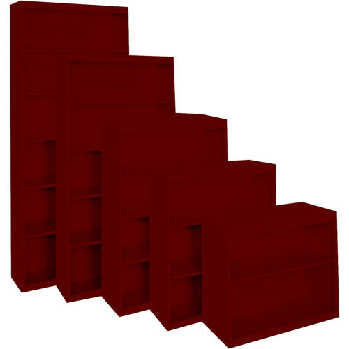 Steel Cabinets USA All-Welded Bookcase, 36"Wx13"Dx30"H, Wine Red