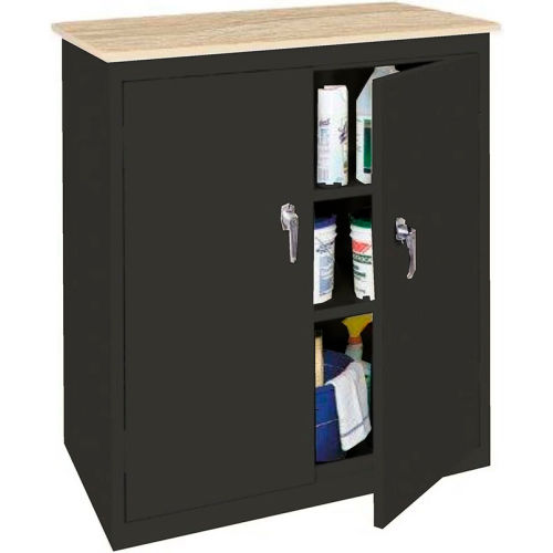 Steel Cabinets USA Counter High All-Welded Storage Cabinet W/Plastic Top, 36"Wx18"Dx42"H, Charcoal