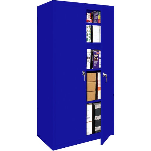 Steel Cabinets USA Fixed Shelf All-Welded Storage Cabinet, 27"Wx15"Dx72"H, Blue