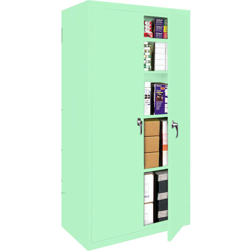 Steel Cabinets USA Fixed Shelf All-Welded Storage Cabinet, 30"Wx18"Dx72"H, Pastel Green