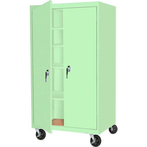 Steel Cabinets USA Mobile All-Welded Cabinet, 36"Wx24"Dx66"H, Pastel Green