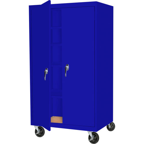 Steel Cabinets USA Mobile All-Welded Cabinet, 36"Wx24"Dx78"H, Blue
