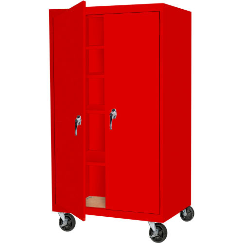 Steel Cabinets USA Mobile All-Welded Cabinet, 36"Wx24"Dx78"H, Red