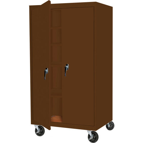 Steel Cabinets USA Mobile All-Welded Cabinet, 48"Wx24"Dx66"H, Walnut