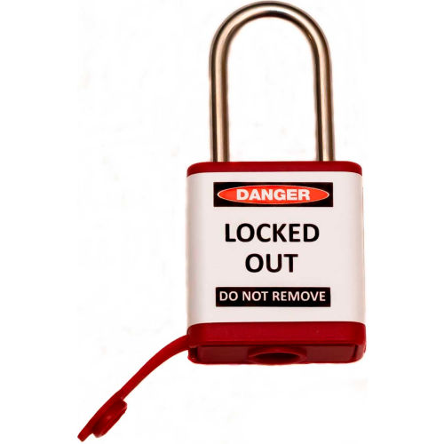 ZING 800 Series Padlock, 1-1/2" Shackle, Red, Keyed Different