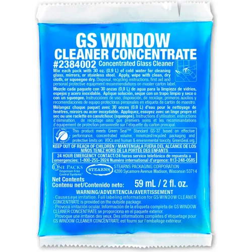 Stearns GS Window Cleaner Concentrate - 2 oz Packs, 48 Packs/Case - 2384002