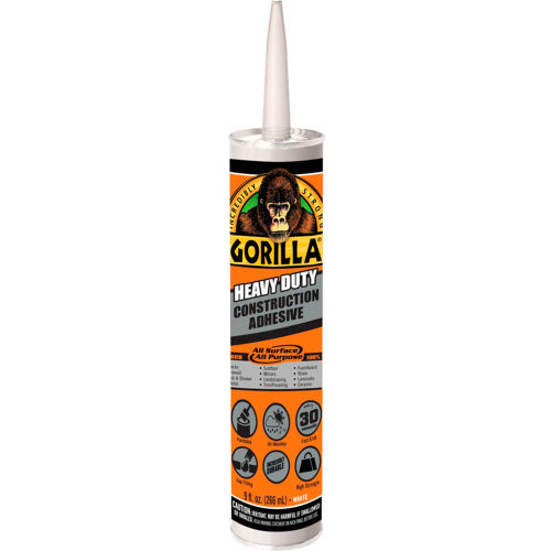 Gorilla Heavy Duty Construction Adhesive Tube, White, 9 oz. - Pkg Qty 12