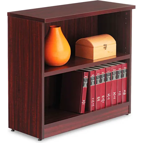 Alera Bookcase with 2 Shelves - 31-3/4"W x 14"D x 29-1/2"H - Mahogany - Valencia Series