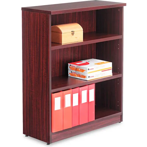Alera Bookcase with 3 Shelves - 31-3/4"W x 14"D x 39-3/8"H - Mahogany - Valencia Series